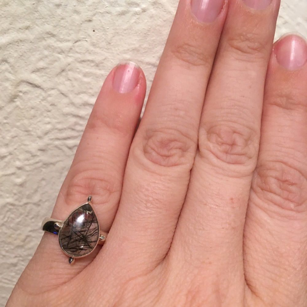Black Tourmalinated-Quartz Ring